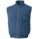 GILET MARINE COTON MATELASSE AVEC COL