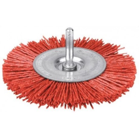 BROSSE CIRCULAIRE Ø100MM FIL NYLON ABRASIF ROUGE DECAPAGE DU BOIS